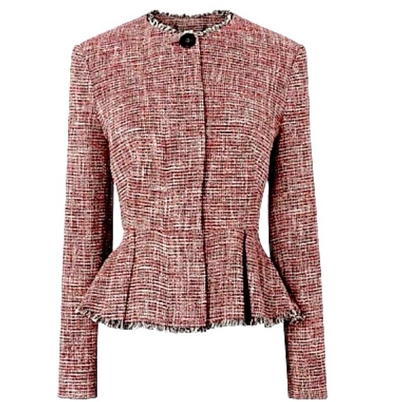 L.K. Bennett Cesilia Tweed Textured Peplum Blazer Jacket 12 - Picture 3 of 8
